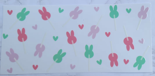 Easter Bunny Lolipops - 16 oz Libby UV DTF Wrap RTS