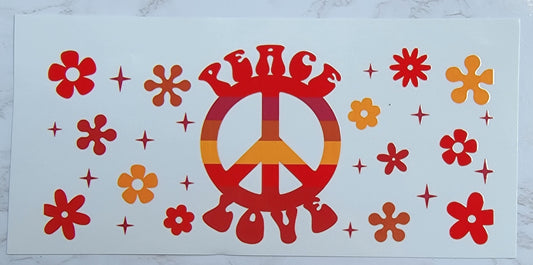 Peace Love - 16 oz Libby UV DTF Wrap RTS