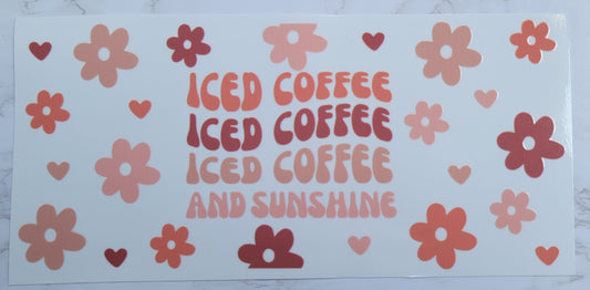 BOHO Iced Coffee And Sunshine - 16 oz Libby UV DTF Wrap RTS