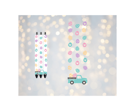 Easter Truck With Easter Eggs  - Permanent Vinyl Pen Wrap