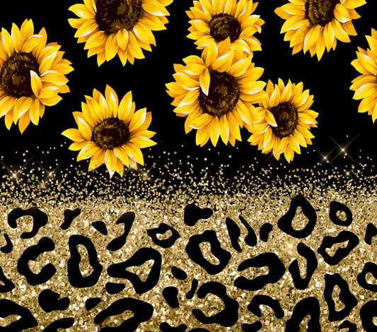 Lepard Print With Glitter And Sunflowers - 20 Oz Sublimation Transfer