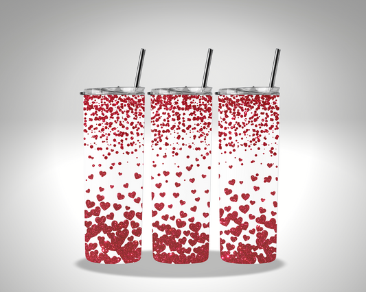Valentines Multi All-over Hearts Sublimation 20 oz tumbler