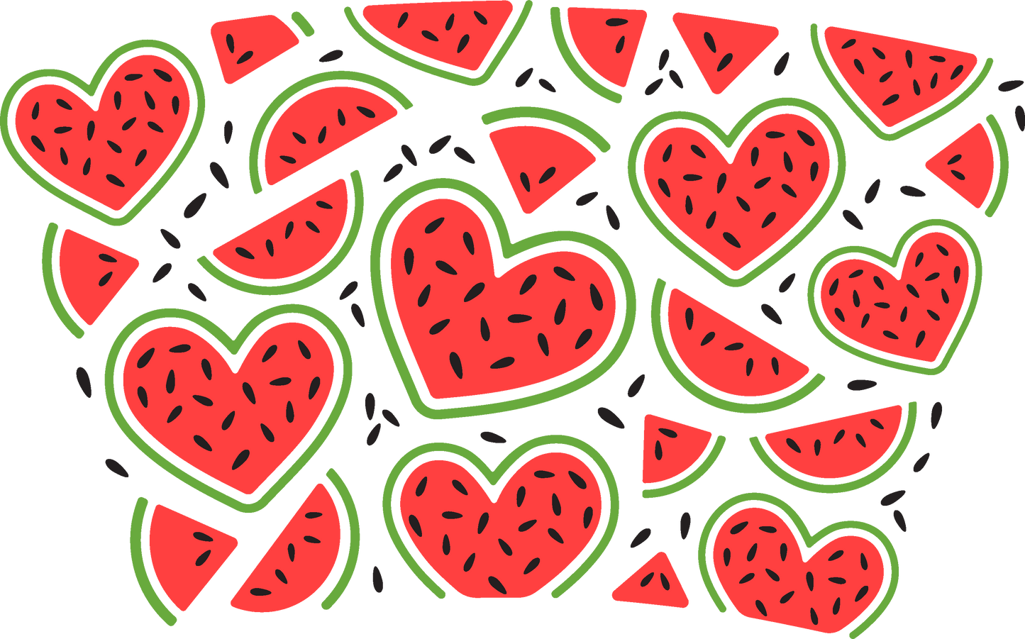 Fruit Heart Watermelon NO HOLE - 24 Oz Cold Cup UV DTF Wrap