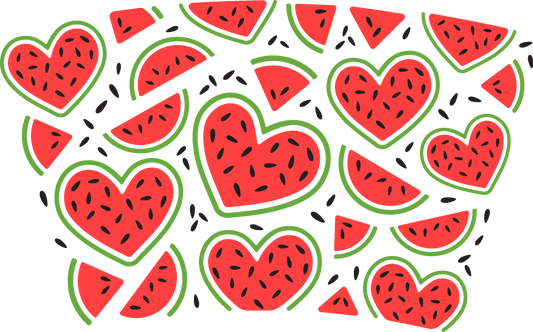 Fruit Heart Watermelon NO HOLE - 24 Oz Cold Cup UV DTF Wrap