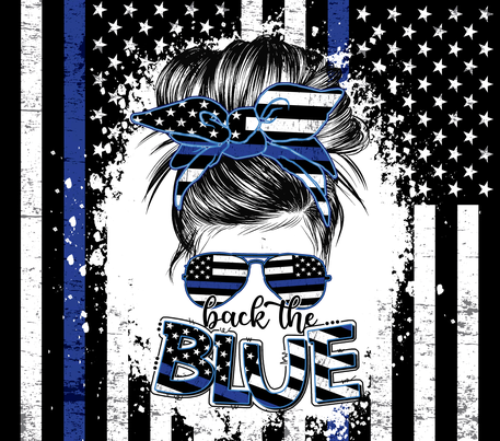 Blue, White & Black "Back in Blue" - Flag 20 Oz Sublimation Transfer