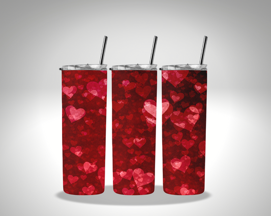 Valentines Red Hearts Sublimation 20 oz tumbler
