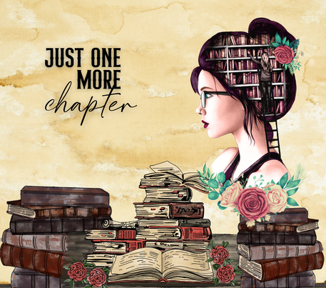 Readers Choice - "Just One More Chapter" - Tan w/ Colorful Books 20 Oz Sublimation Transfer
