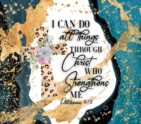 Christianity Quote - Blue & Gold 20 Oz Sublimation Transfer