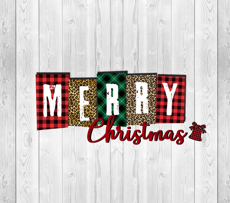"Merry Christmas" - Christmas Colors w/ White Background - 20 Oz Sublimation Transfer