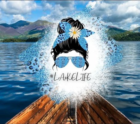 Girls "Lake Life" - Realistic - Ocean View w/ Boat - 20 Oz Sublimation Transfer