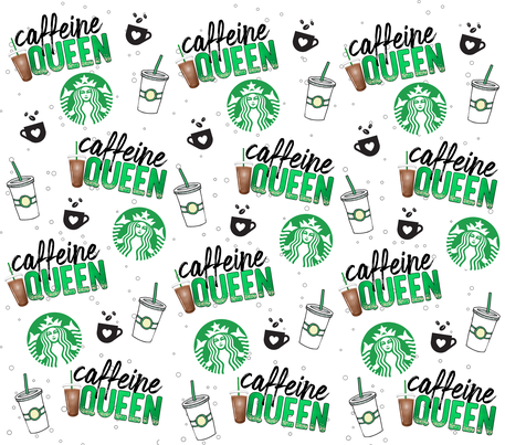 "Caffeine Queen" - Green w/ White Background - 20 Oz Sublimation Transfer