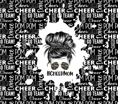 School Cheerleader - "Cheer Mom" - Black & White - 20 Oz Sublimation Transfer
