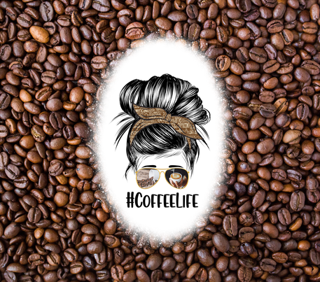 Girls - "Coffee Life" - Realistic - Brown Coffee Beans w/ White Background - 20 Oz Sublimation Transfer