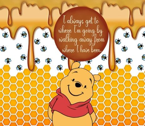 Cartoon Bear - Motivational - "Get To Where Your Going...From Where I Have Been" - Yellow Honeycomb w/ White Background - 20 Oz Sublimation Transfer