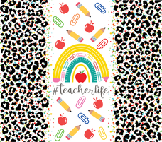 School "Teacher Life" - White/Cheetah Pattern 20 Oz Sublimation Transfer