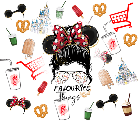Girls Magical Place - "Favorite Things" - Multicolored Items on White Background - 20 Oz Sublimation Transfer