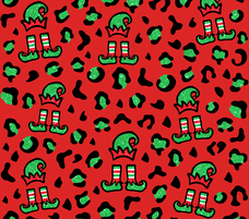 Christmas Elves - Red & Green Cheetah Pattern 20 Oz Sublimation Transfer