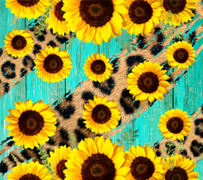 Yellow Sunflowers - Blue w/ Cheetah Pattern 20 Oz Sublimation Transfer