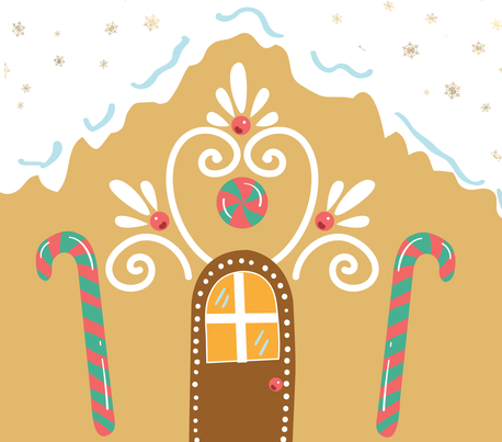 Christmas Gingerbread Theme - Light Brown w/ White Roof - 20 Oz Sublimation Transfer