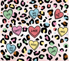 Valentines Leopard Candy Hearts  - 20 Oz Sublimation Transfer