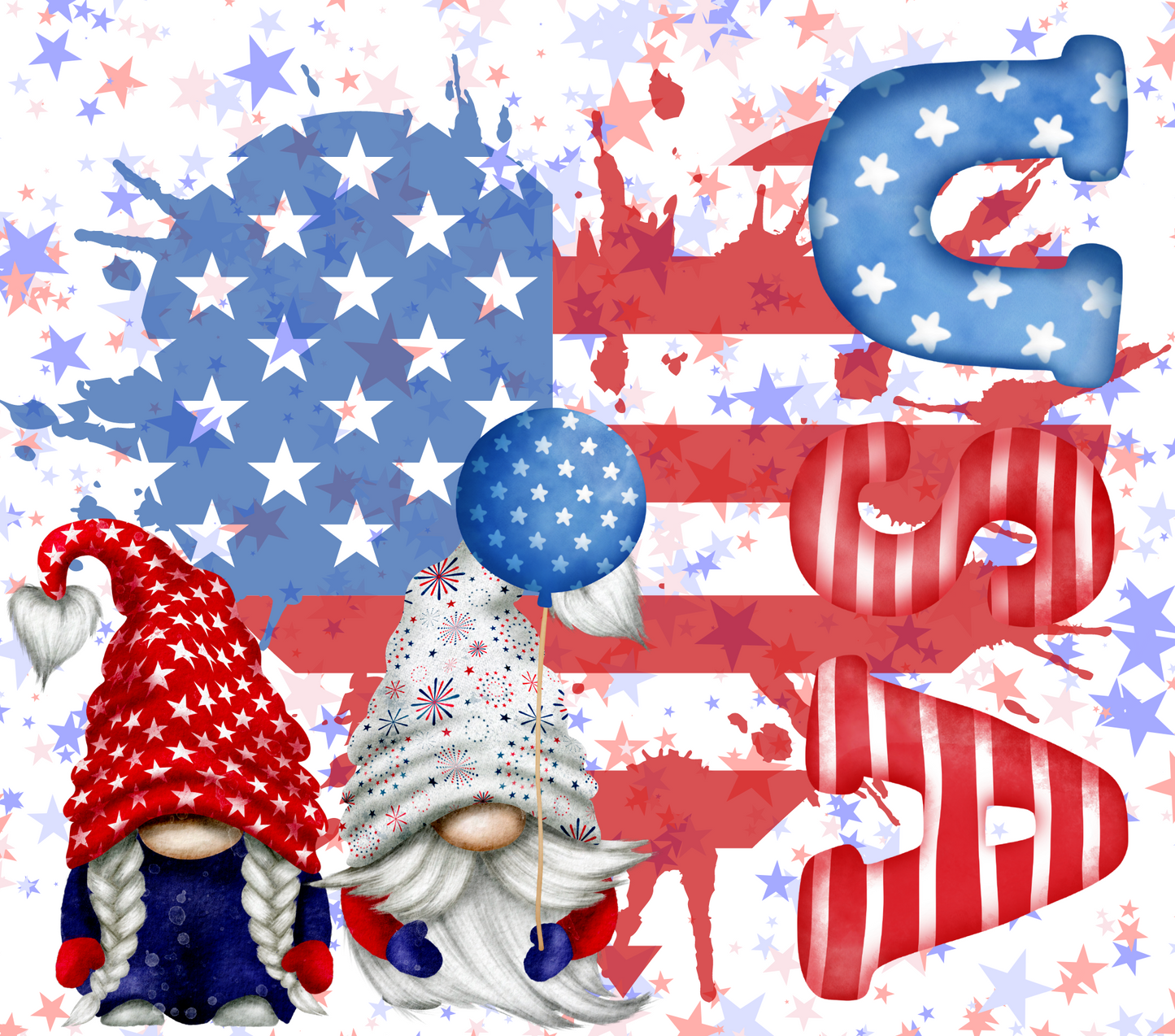 USA Heart With Gnomes - 20 Oz Sublimation Transfer