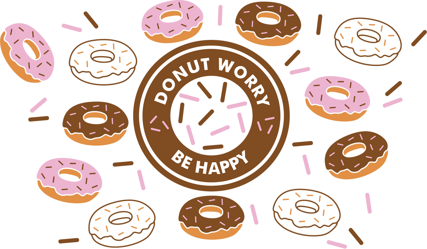 Donut Worry Be Happy Sprinkled Donuts NO HOLE - 24 Oz cold cup UV DTF Wrap