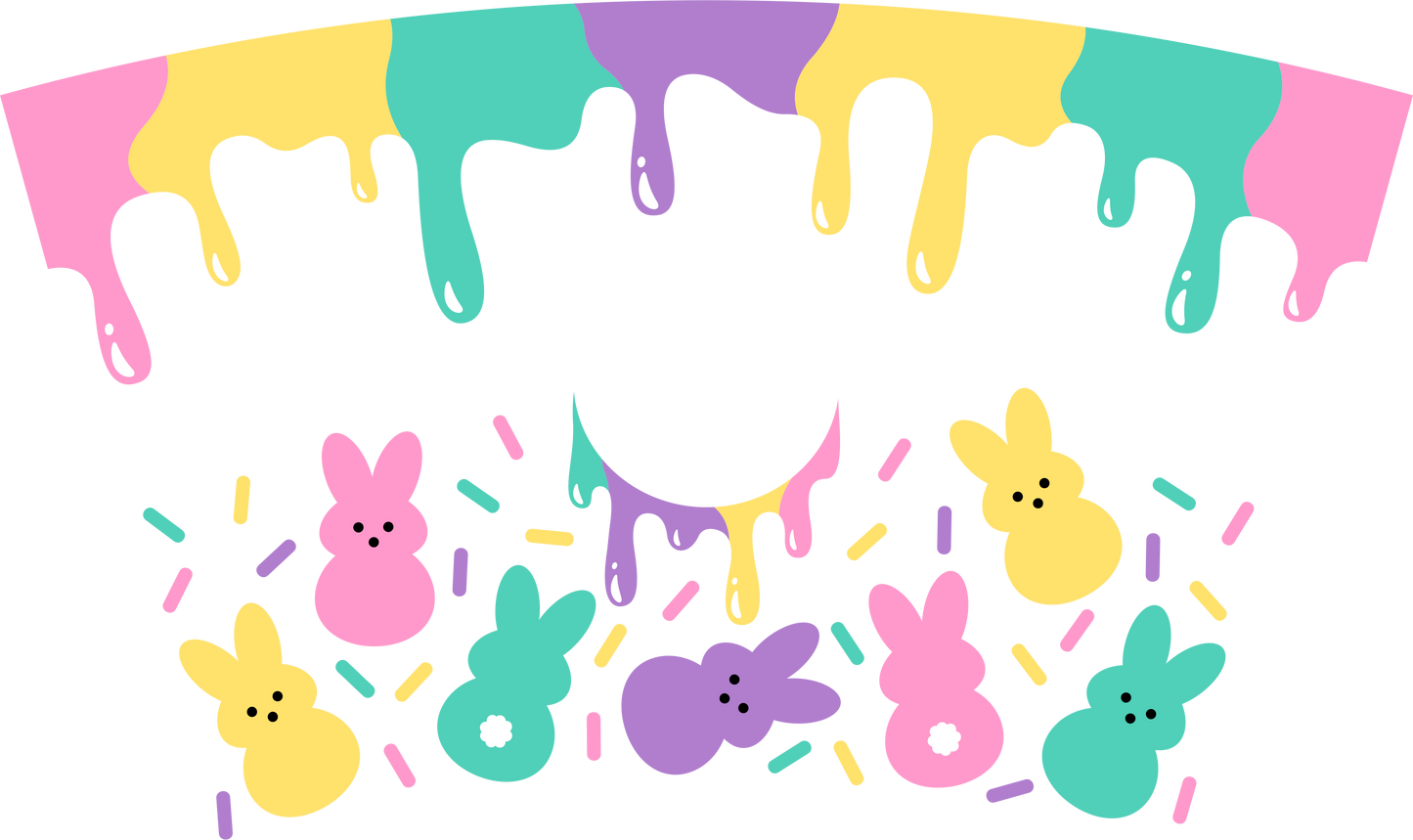 Easter Pastel Drips And Bunnies HOLE - 24 Oz cold cup UV DTF Wrap