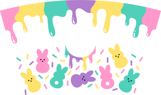 Easter Pastel Drips And Bunnies HOLE - 24 Oz cold cup UV DTF Wrap
