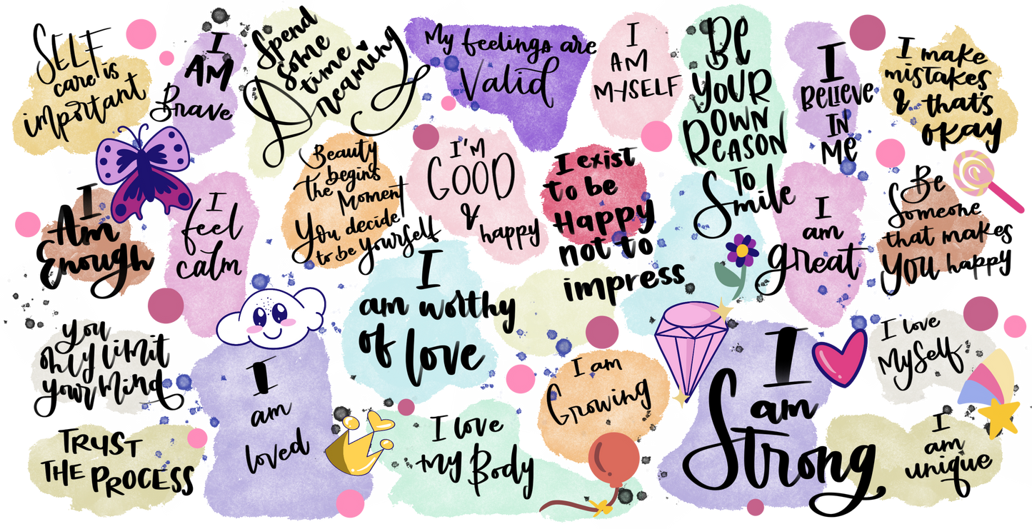 Affirmations Self Love- 16 Oz Libby Sublimation Transfers