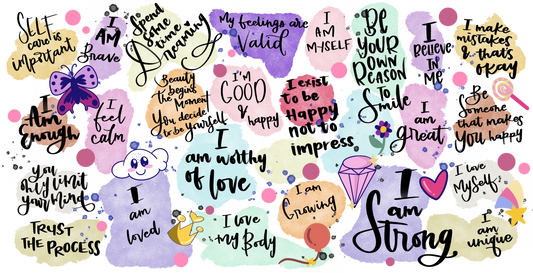 Affirmations Self Love- 16 Oz Libby Sublimation Transfers
