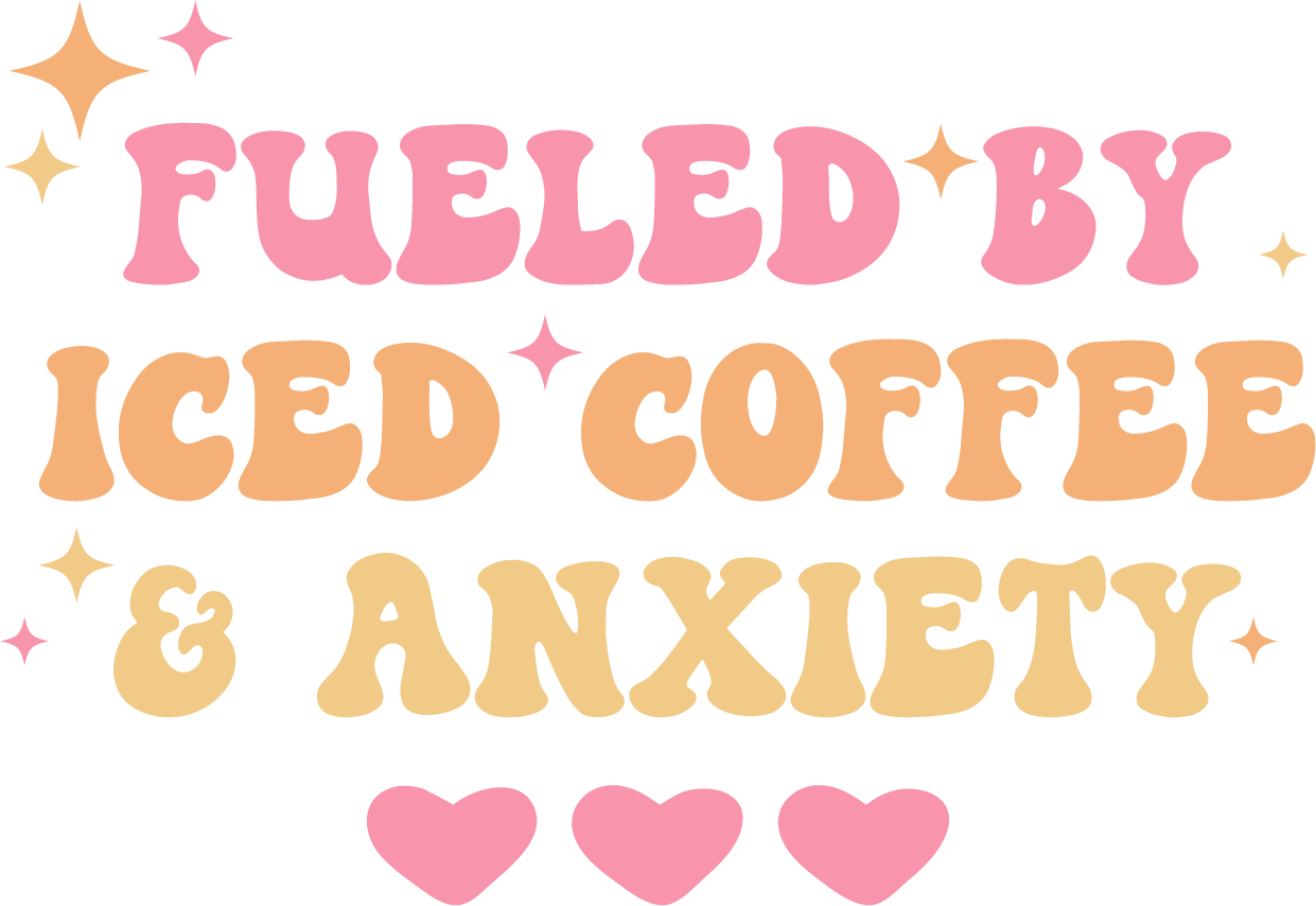 Fueled By Iced Coffee & Anxiety - 16 oz Libby Beer Glass Wrap Decal 3x3