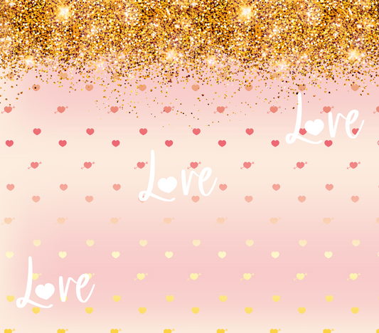 Valentines Pink and Gold Hearts - 20 Oz Sublimation Transfer