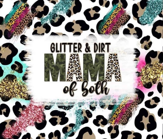 Mama Of Both Glitter Leopard Print - 20 Oz Sublimation Transfer
