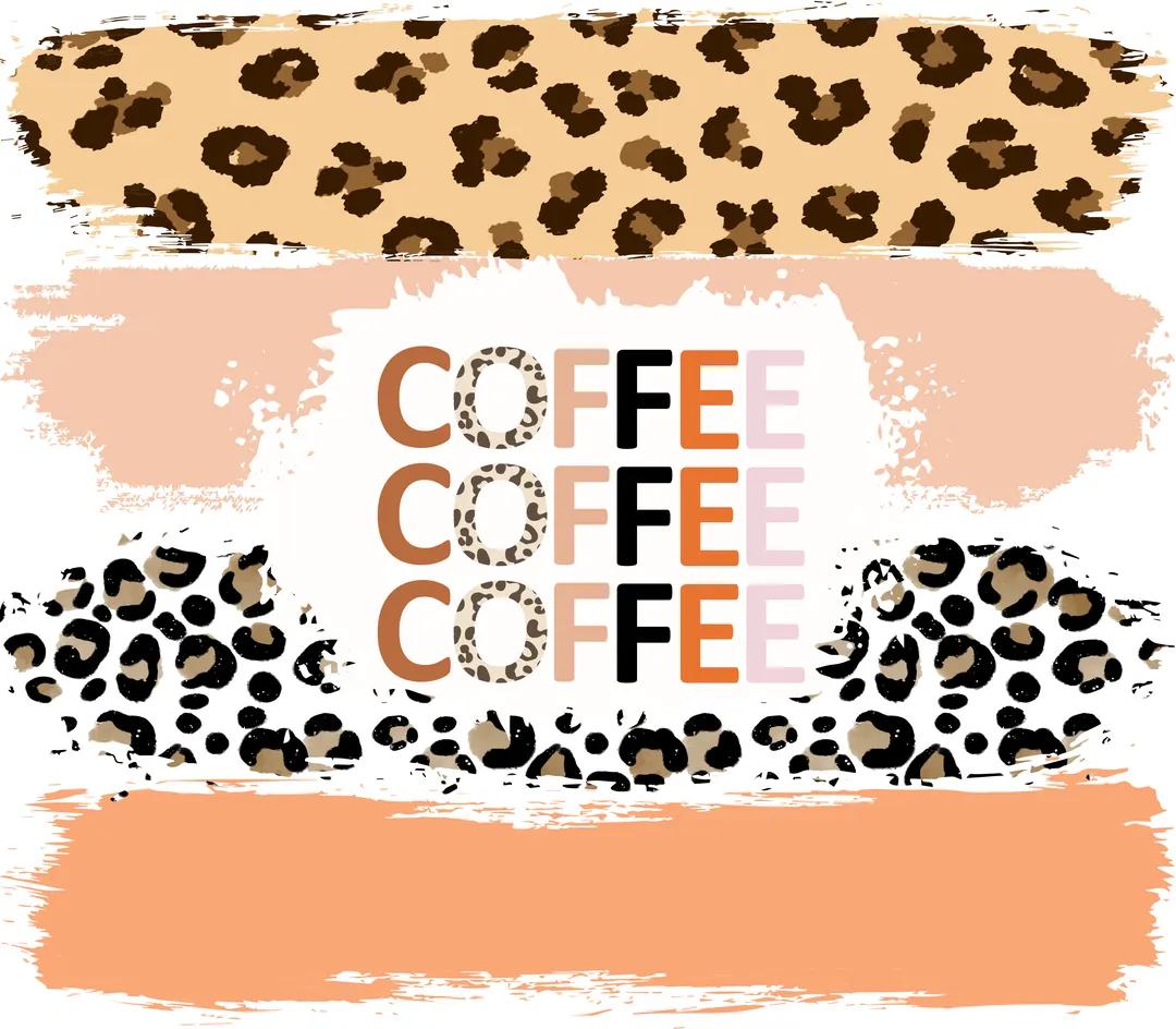 Multicolored Cheetah Print Design - "Coffee" - Orange w/ White Background - 20 Oz Sublimation Transfer