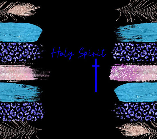Christian Theme - "Holy Spirit" - Blue, Purple & Pink w/ Black Background - 20 Oz Sublimation Transfer