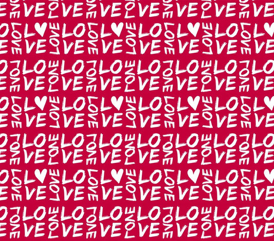 Valentine's Theme - "Love" - White Lettering w/ Red Background - 20 Oz Sublimation Transfer