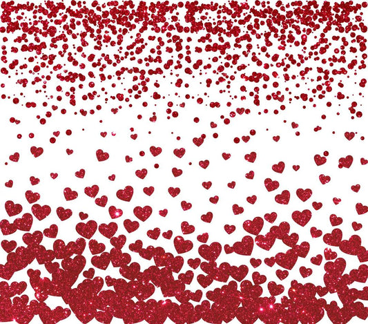 Valentine's Theme - Flying Red Hearts w/ White Background - 20 Oz Sublimation Transfer