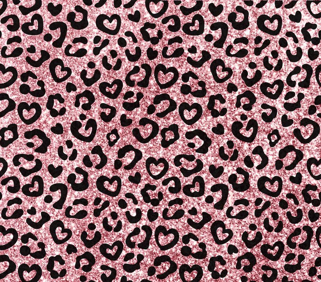 Black Cheetah Pattern w/ Pink Sparkly Background - 20 Oz Sublimation Transfer