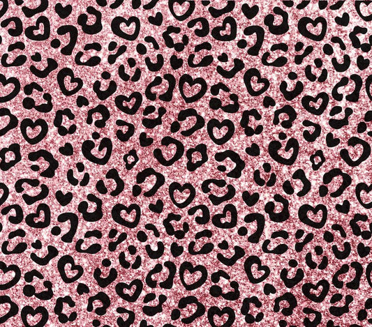 Black Cheetah Pattern w/ Pink Sparkly Background - 20 Oz Sublimation Transfer