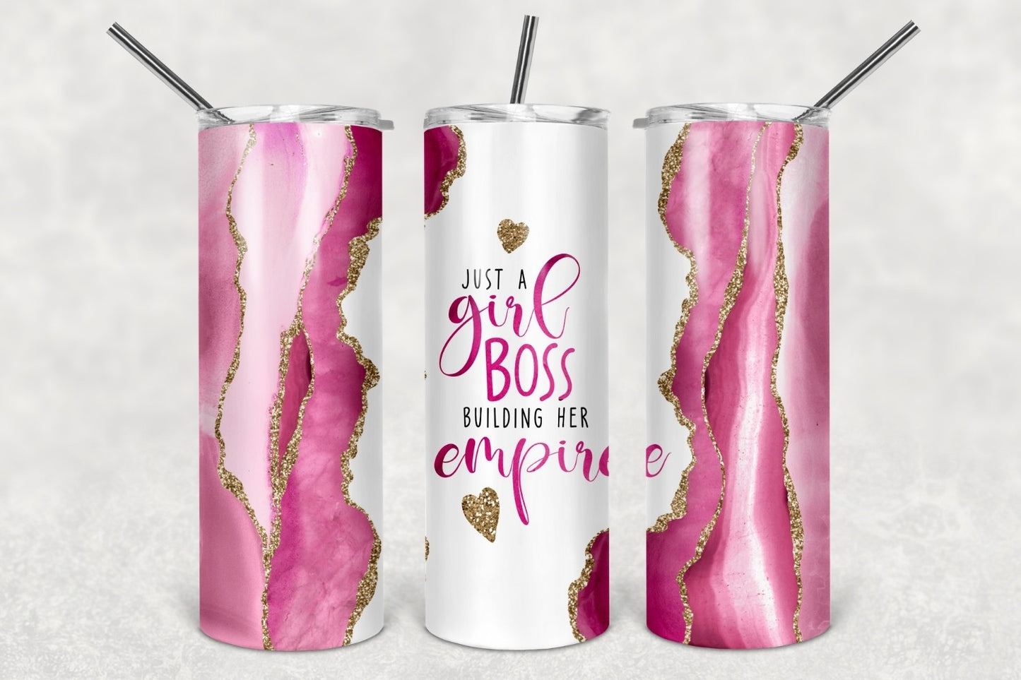 Pink Marble Girl Boss - Sublimation 20 oz tumbler