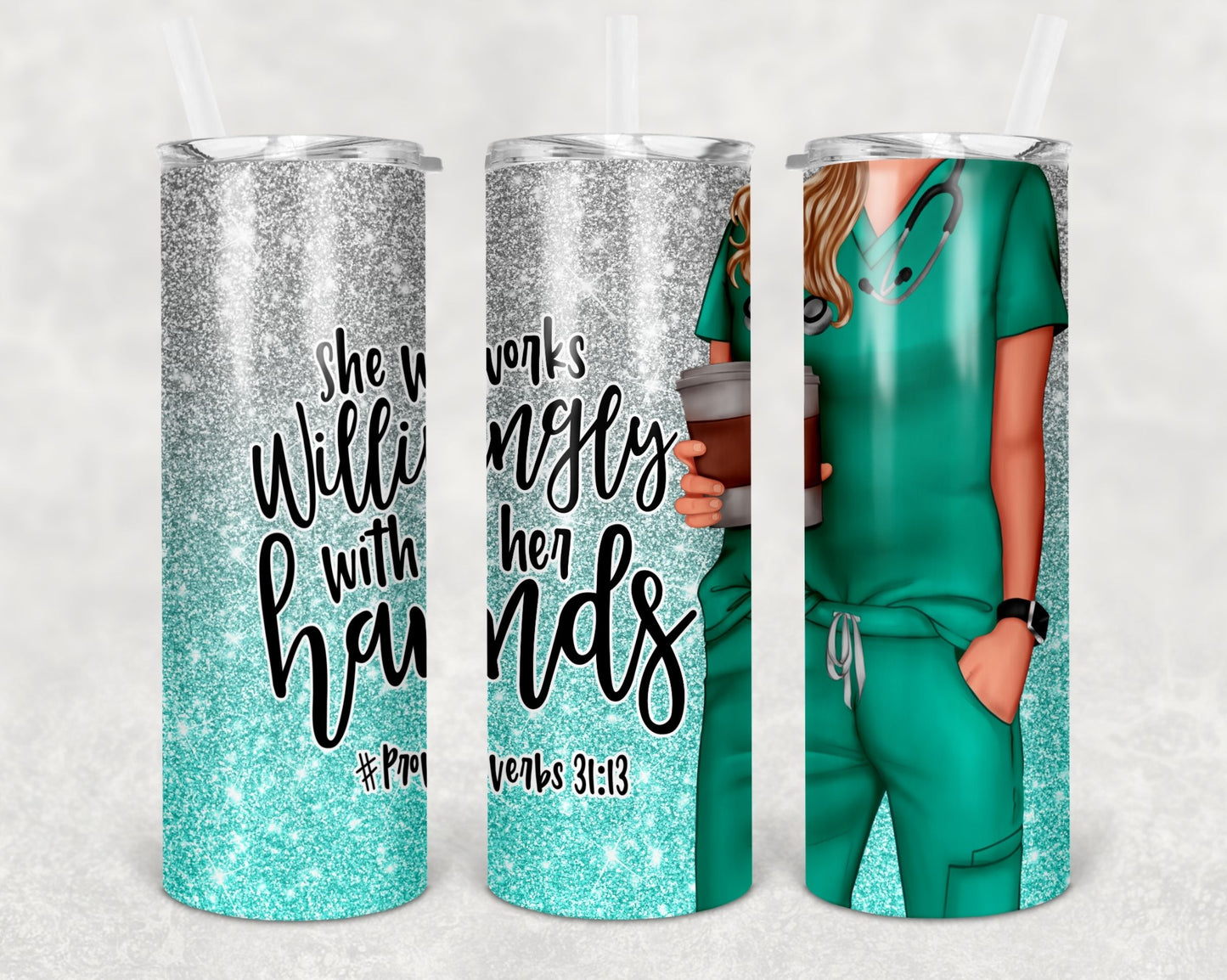 Blonde Nurse She Works Willingly With Her Hands - 20 oz Sublimation Tumbler