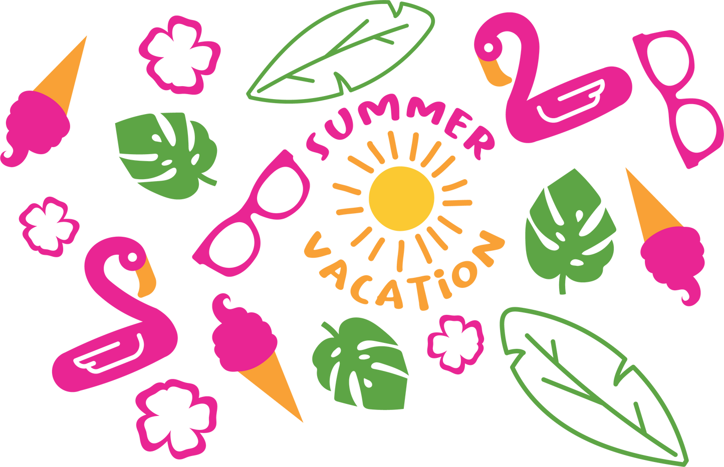 Summer Vacation Flamingo NO HOLE - 24 Oz Cold Cup UV DTF Wrap