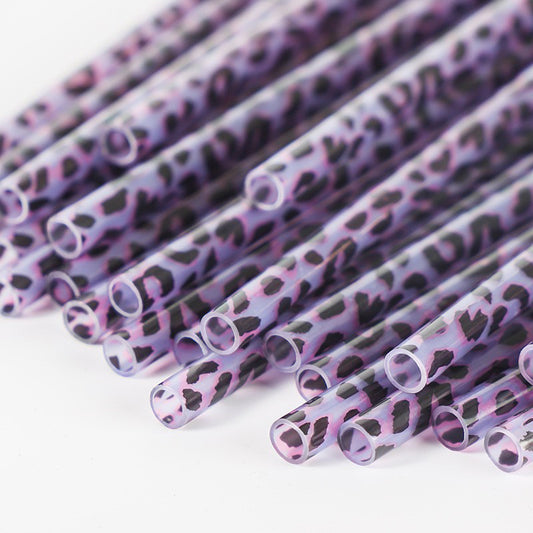 Purple Cheetah - Printed Plastic Straws