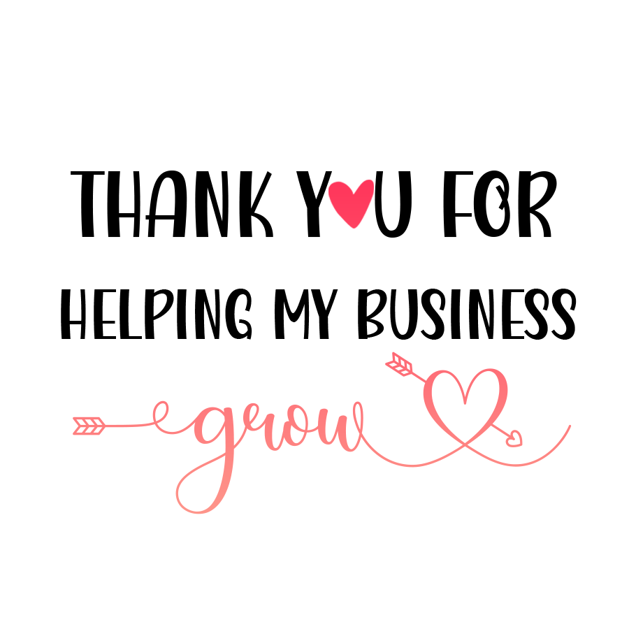 Thankyou For Helping My Business Grow Valentines Stickers - Waterproof Sticker Sheet