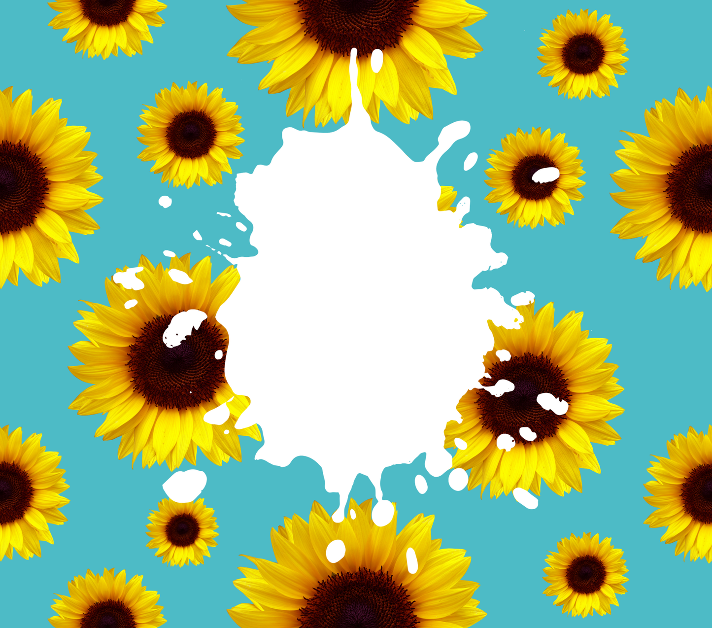 Teal Sunflower Blank Splatter - 20 Oz Sublimation Transfer