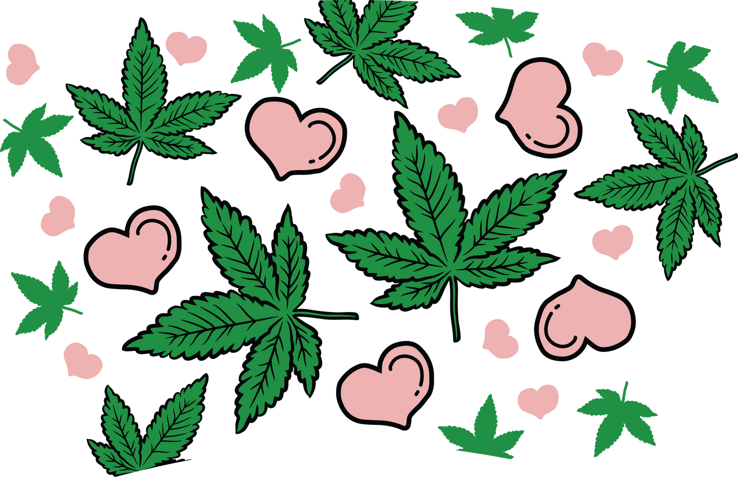 420 Weed Heart NO HOLE - 24 Oz cold cup UV DTF Wrap