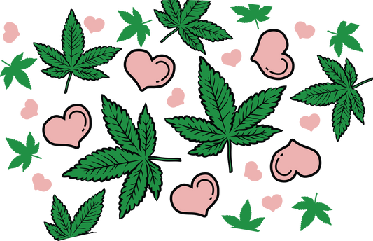 420 Weed Heart NO HOLE - 24 Oz cold cup UV DTF Wrap