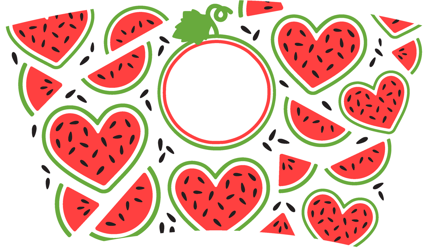 Fruit Heart Watermelon - 24 Oz Cold Cup UV DTF Wrap
