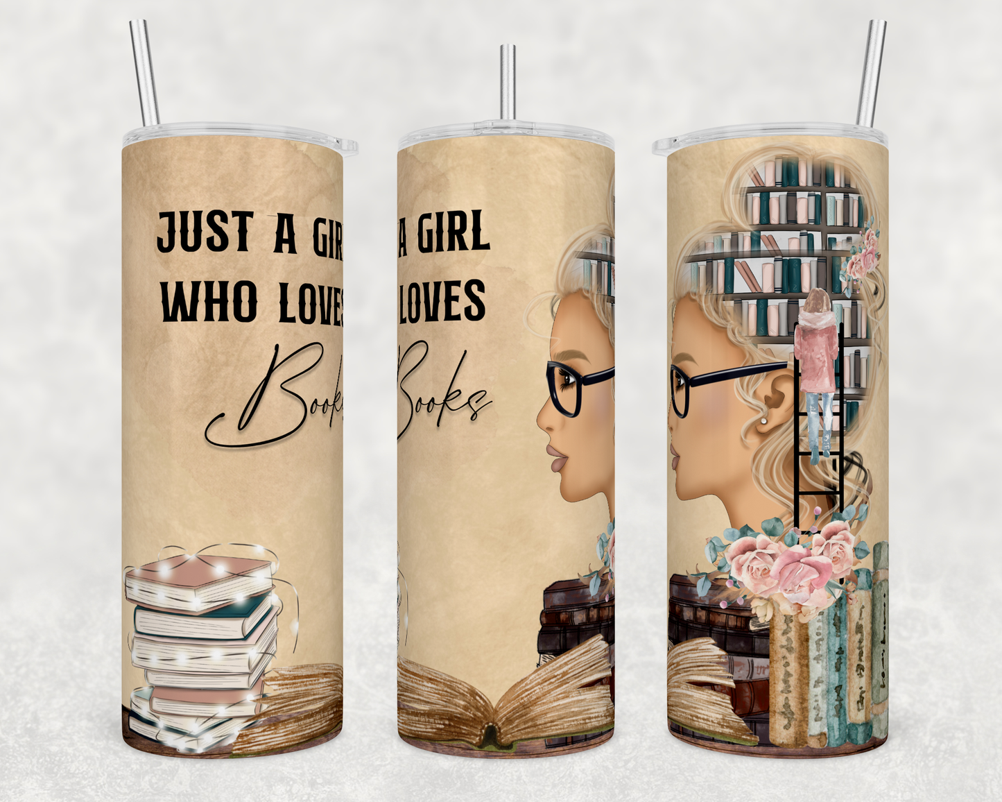 Blonde Just A Girl Who Loves Books- Sublimation 20 oz tumbler