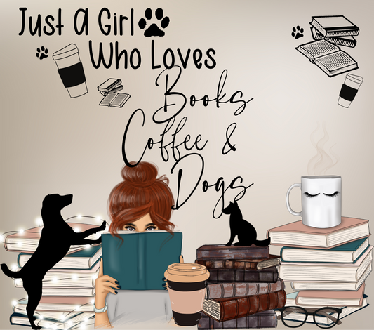 Books Coffee & Dogs - 20 Oz Sublimation Transfer